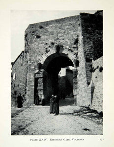 1914 Print Porta Arco Gate Etruscan Wall Volterra Italy Lion Head Velhatri XHD8