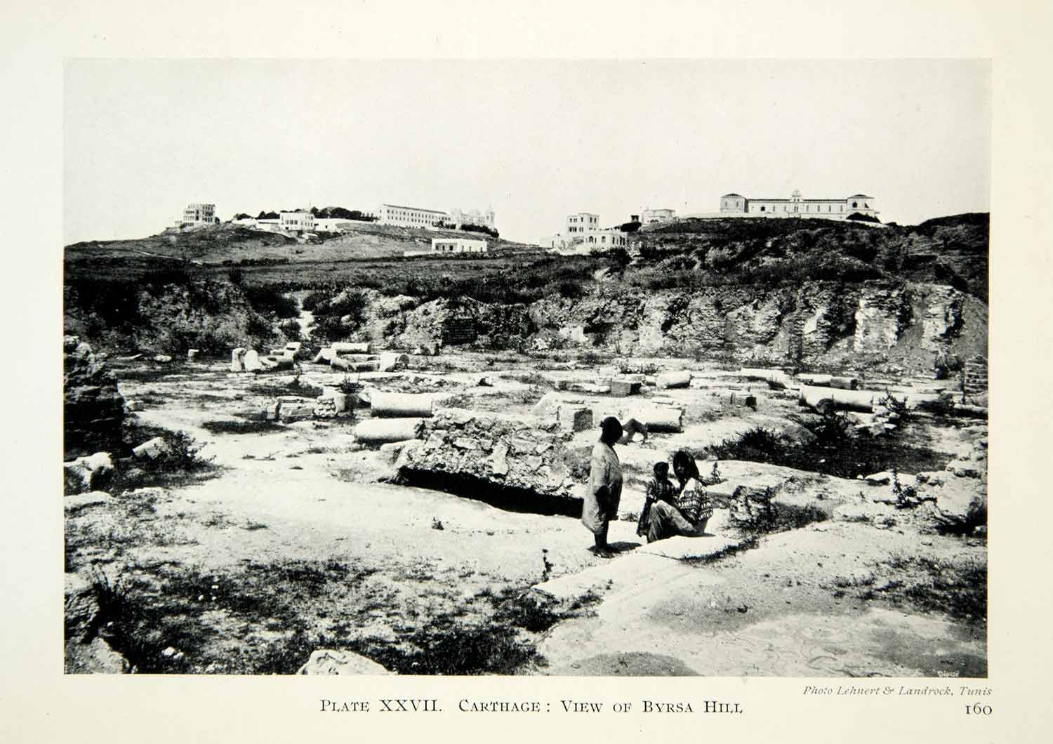 1914 Print Byrsa Hill Roman Forum Carthage Ruins Excavation Hannibal Punic XHD8