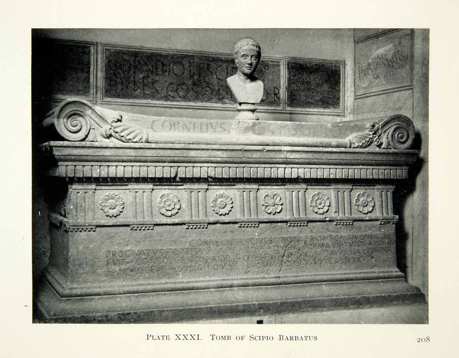 1914 Print Lucius Cornelius Scipio Barbatus Sarcophagus Tomb Hypogaeum XHD8