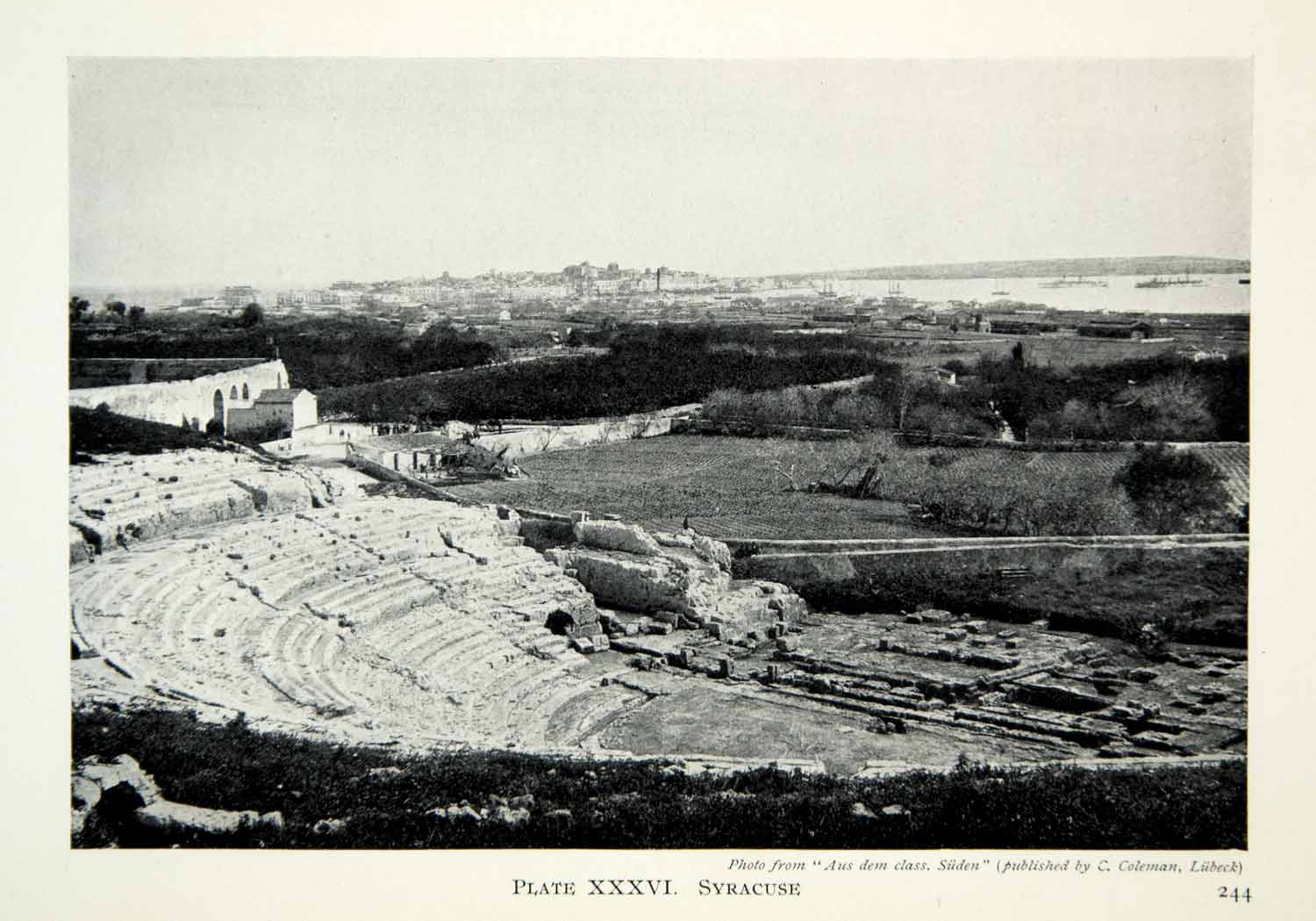 1914 Print Ancient Greek Theater Syracuse Italy Sicily Etruscan Cavea XHD8