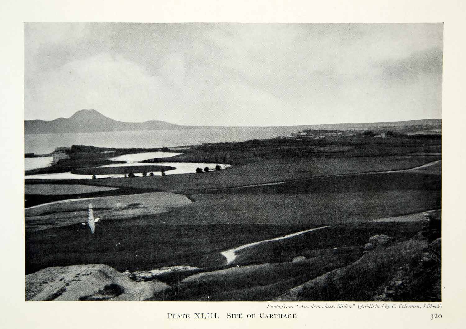 1914 Print Carthage Tunisia Africa Gulf Tunis Landscape Site Stream XHD8