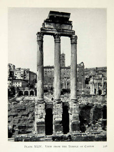 1914 Print Temple Castor Pollux Rome Forum Romanus Italy Columns Battle XHD8