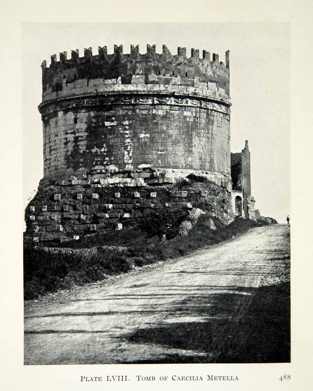 1914 Print Tomb Mausoleum Caecilia Metella Appian Way Via Appia Roman Tower XHD8