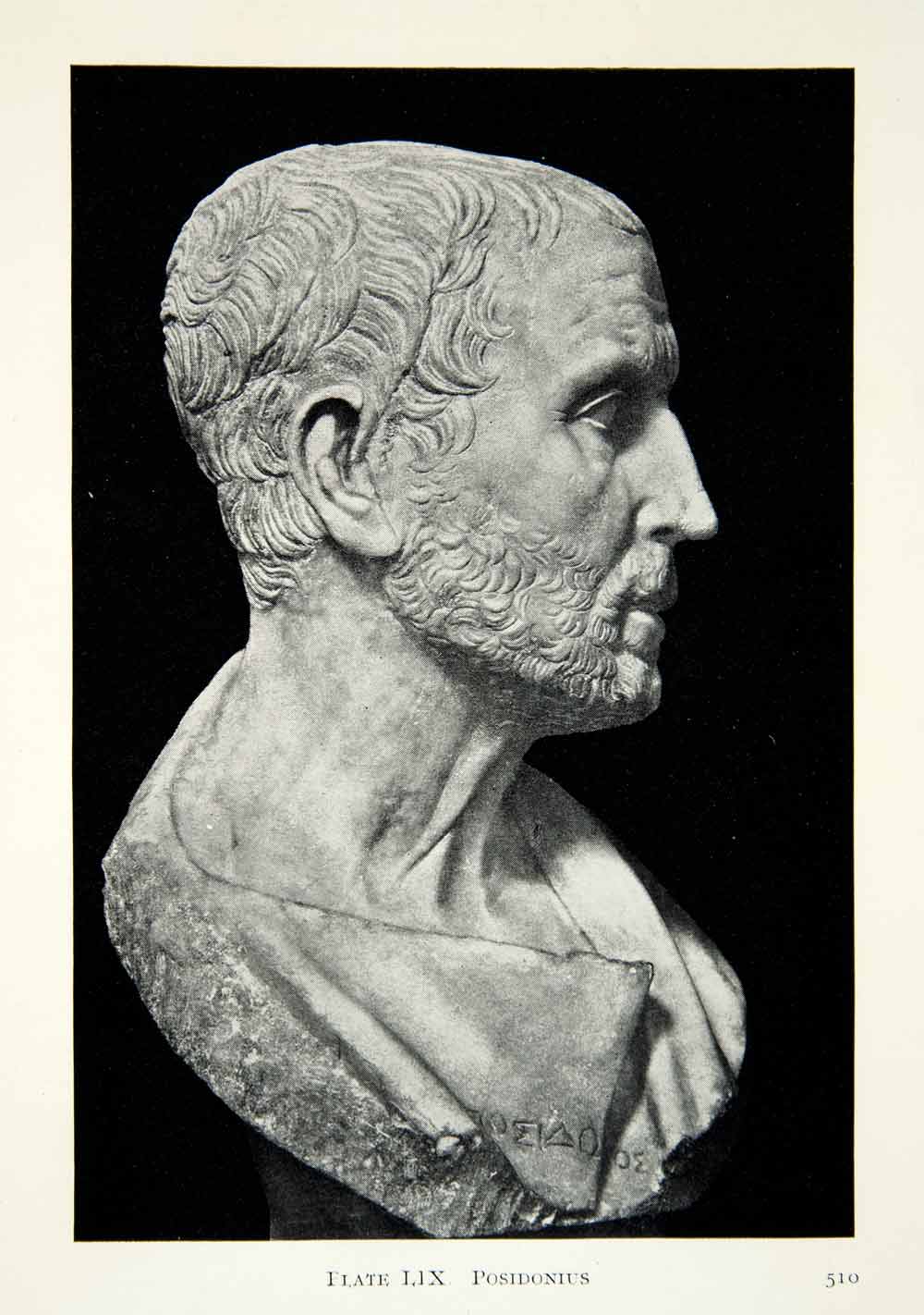 1914 Print Bust Statue Posidonius Apemeia Poseidon Rhodes Teacher Polymath XHD8