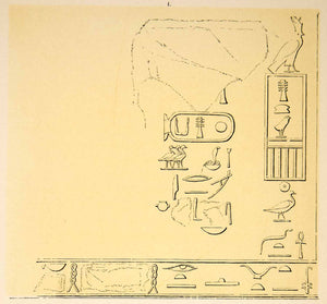 1857 Print Tatcheres King Tablet Logogram Hieroglyphs Egyptian Language Eye XHE1