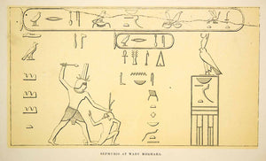 1857 Print Sephuris Pharaoh Symbols Egypt Writing Sinai Wadi Maghareh XHE1