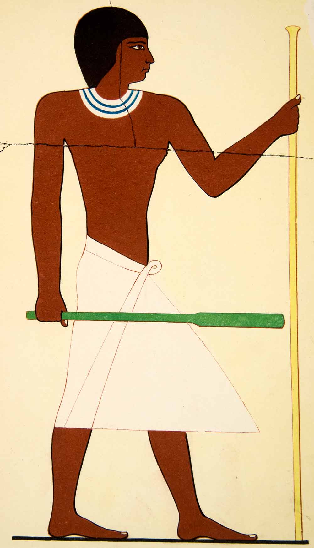 1857 Print Hieroglyphic Prince Mourhet Portrait Scepter Monarch Pharaoh XHE1
