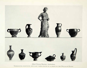 1941 Print Terracotta Statue Vase Delta Egypt Hellenistic Archaeology XHE3