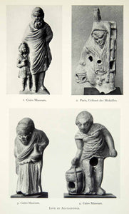 1941 Print Figurine Artifact Alexandria Egypt Lantern Statues Ptolemaic XHE3
