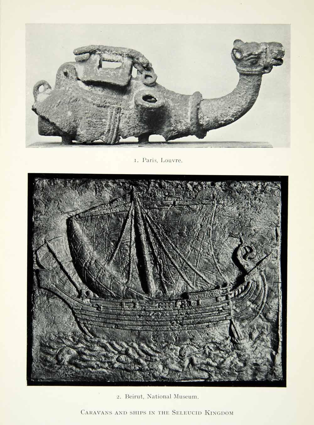 1941 Print Camel Ship Seleucid Syria Artifact Bas-Relief Boat Transport Sea XHE3