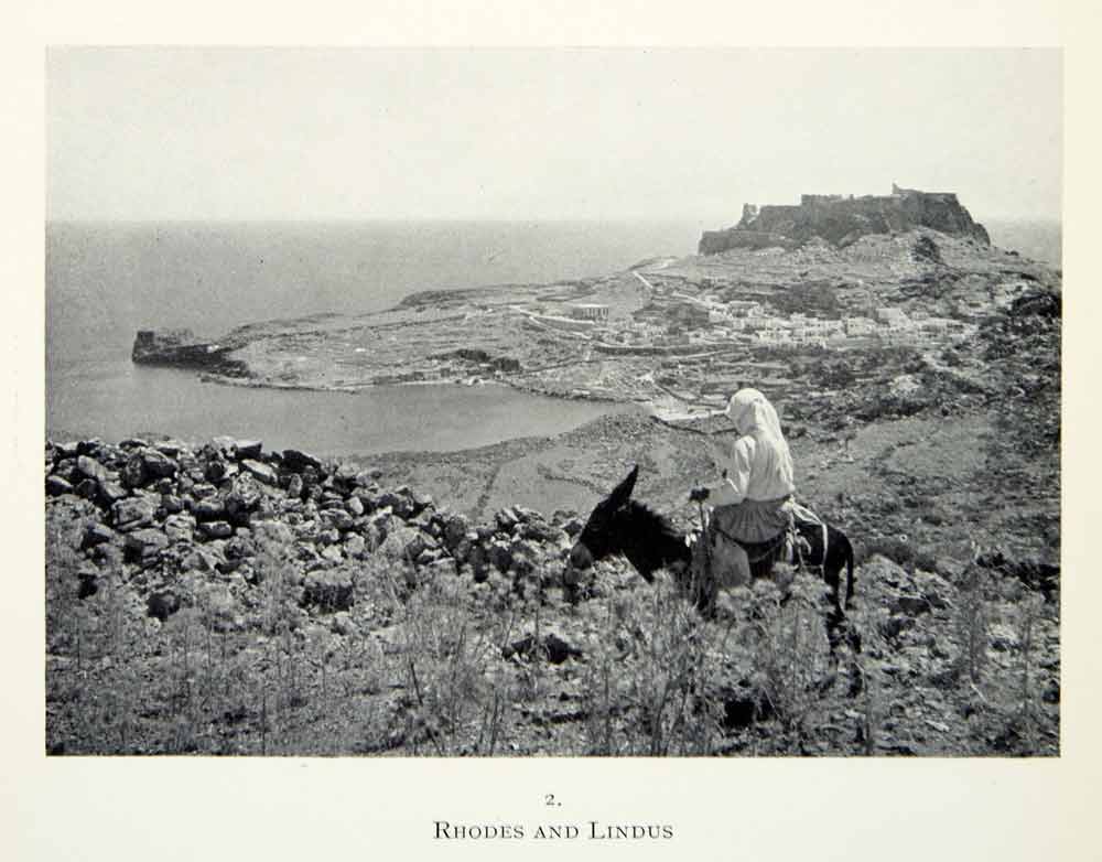 1941 Print Lindos Lindus Rhodes Greece Archaeological Site Donkey XHE3