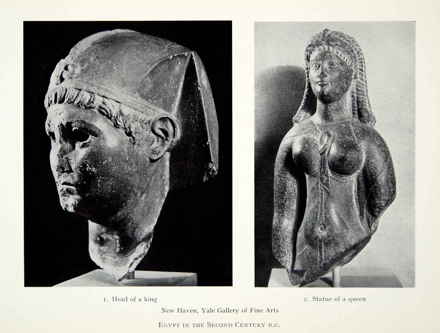 1941 Print Egypt 2nd Century Basalt Nemes Uraeus Ptolemy Greek Queen Statue XHE3