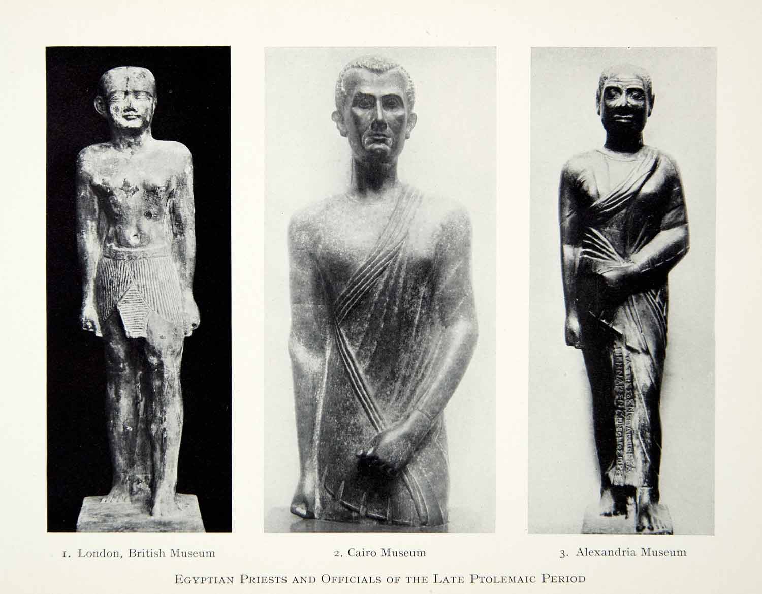 1941 Print Late Ptolemaic Statues Egypt Priest Figures Officials Artifacts XHE3