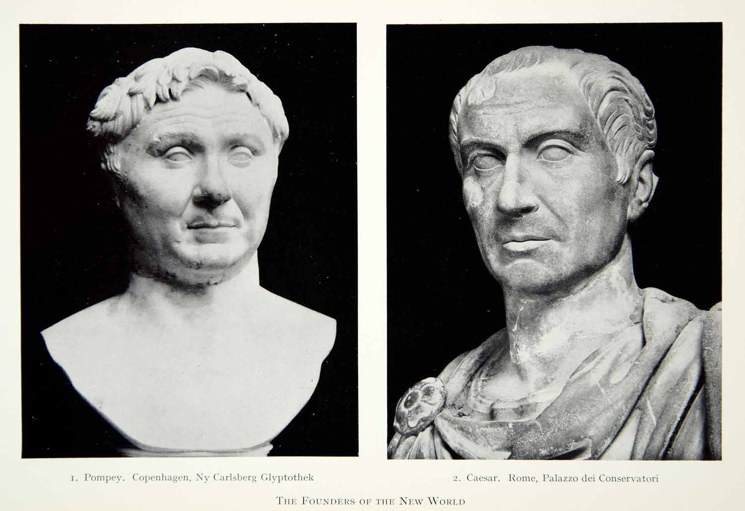 1941 Print Pompey Julius Caesar Statue Bust Roman Features Classical Famous XHE3