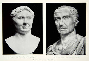 1941 Print Pompey Julius Caesar Statue Bust Roman Features Classical Famous XHE3