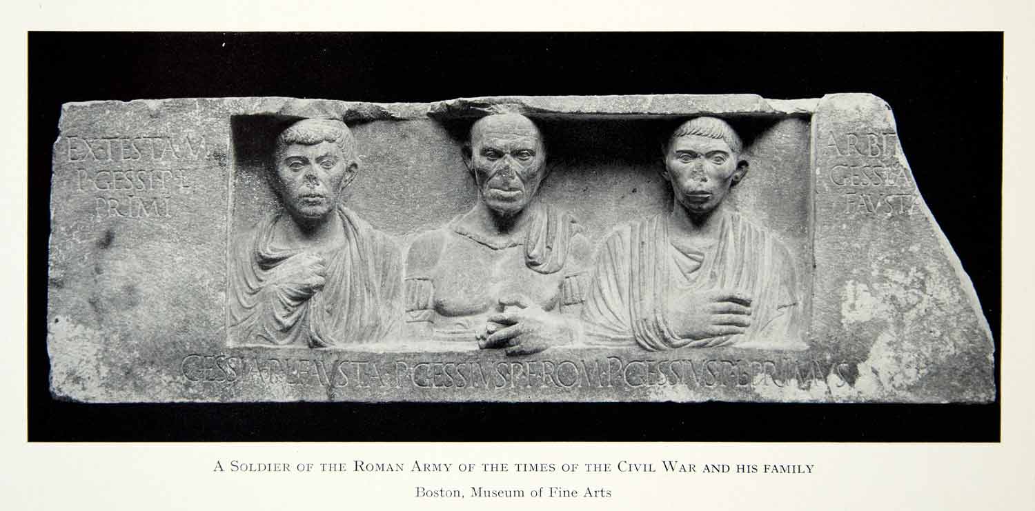1941 Print Soldier Roman Portrait Family Bust Classical Gessius Military XHE3