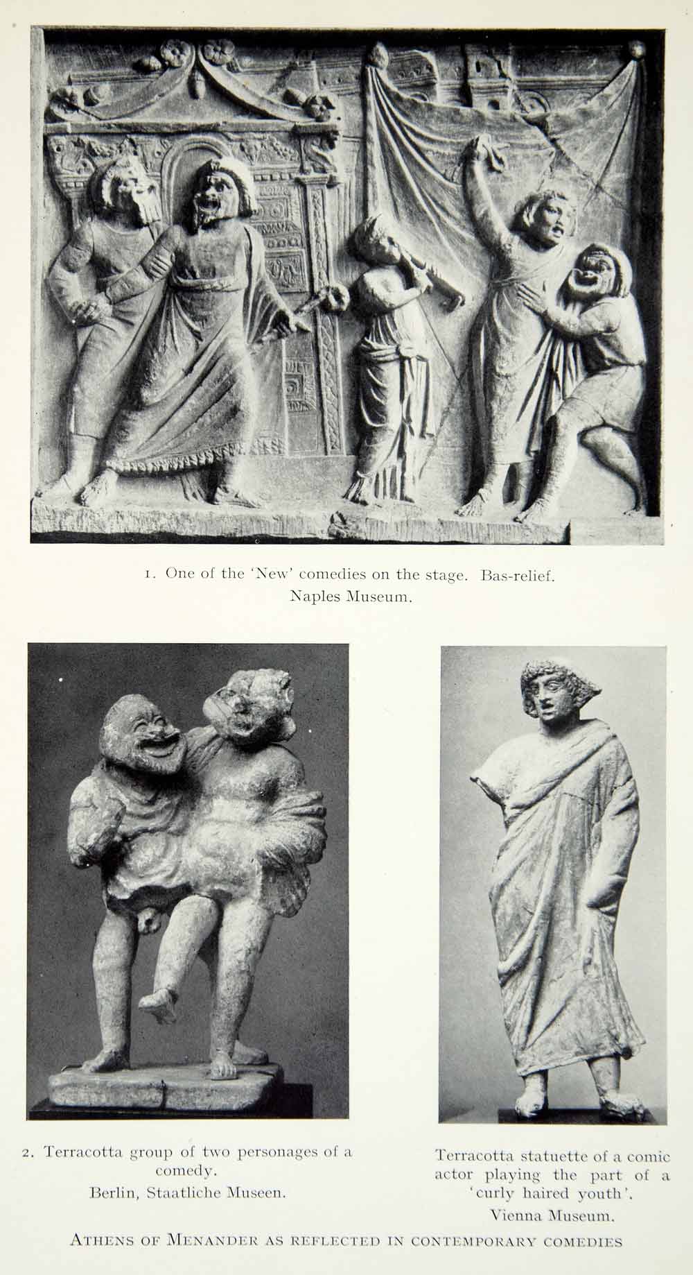 1941 Print Greek Athenian Menander Comedies Sculpture Statue Artifact Stage XHE3