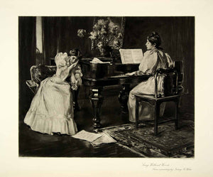 1895 Photogravure Irving R Wiles Art Longing Without Words Piano Music Victorian