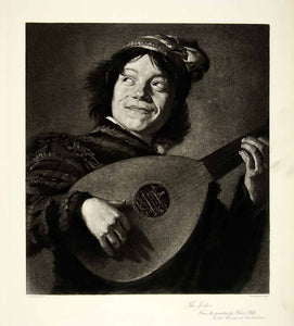 1895 Photogravure Frans Hals Art Jester Lute Baroque Music Musician Portrait