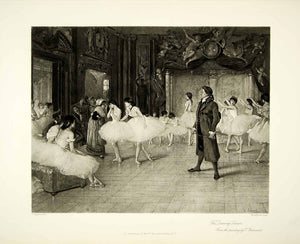 1895 Photogravure Vincente Palmaroli Art Dancing Lesson Ballet Studio Ballerinas