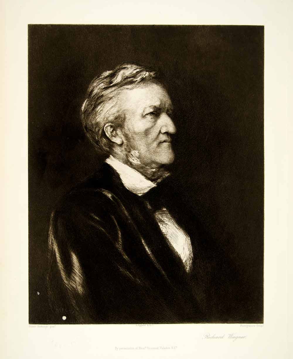 1895 Photogravure Portrait Richard Wagner Composer Hubert Herkomer Profile Art