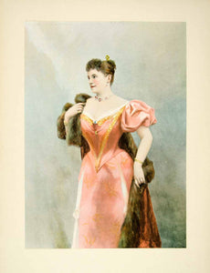 1895 Typogravure Marcella Sembrich Portrait Opera Coloratura Soprano Singer - Period Paper
