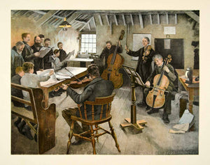 1895 Typogravure Stanhope A. Forbes Art Village Philharmonic Cello Violin Music