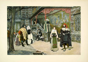 1895 Typogravure James Tissot Faust Marguerite Meeting Opera Costume Medieval
