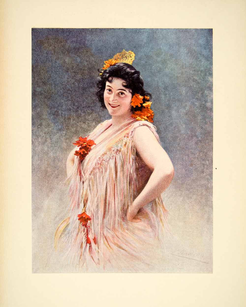 1895 Typogravure Theobald Chartran Art Emma Calve Carmen Portrait Costume Opera