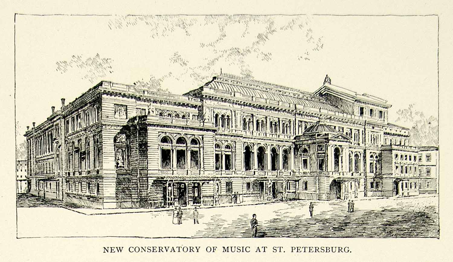 1895 Print New Conservatory of Music St Petersburg Russia Architecture Cityscape