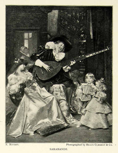 1895 Print Ferdinand Roybet Art Sarabande Dance Children Instrument Musician
