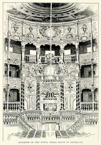 1895 Print Margravial Opera House Bayreuth Germany Interior Architecture Music