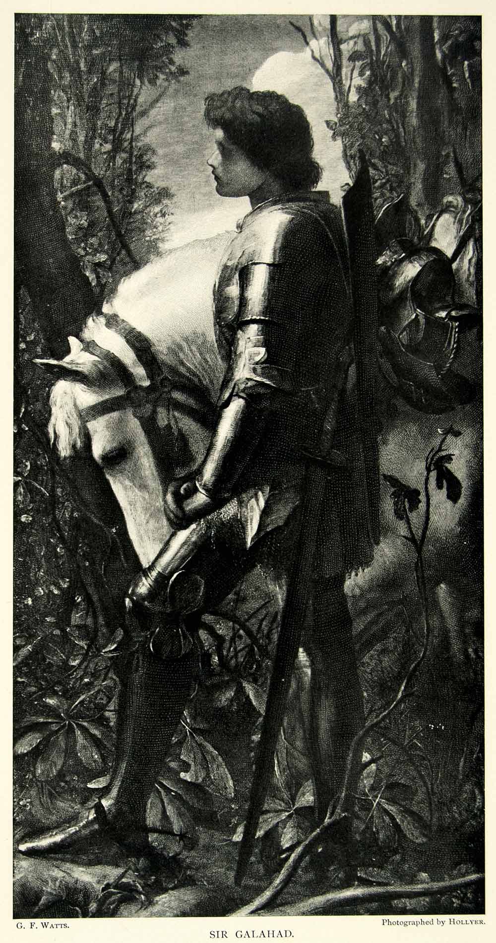 1895 Print George Frederic Watts Art Sir Galahad King Arthur Round Table Knight