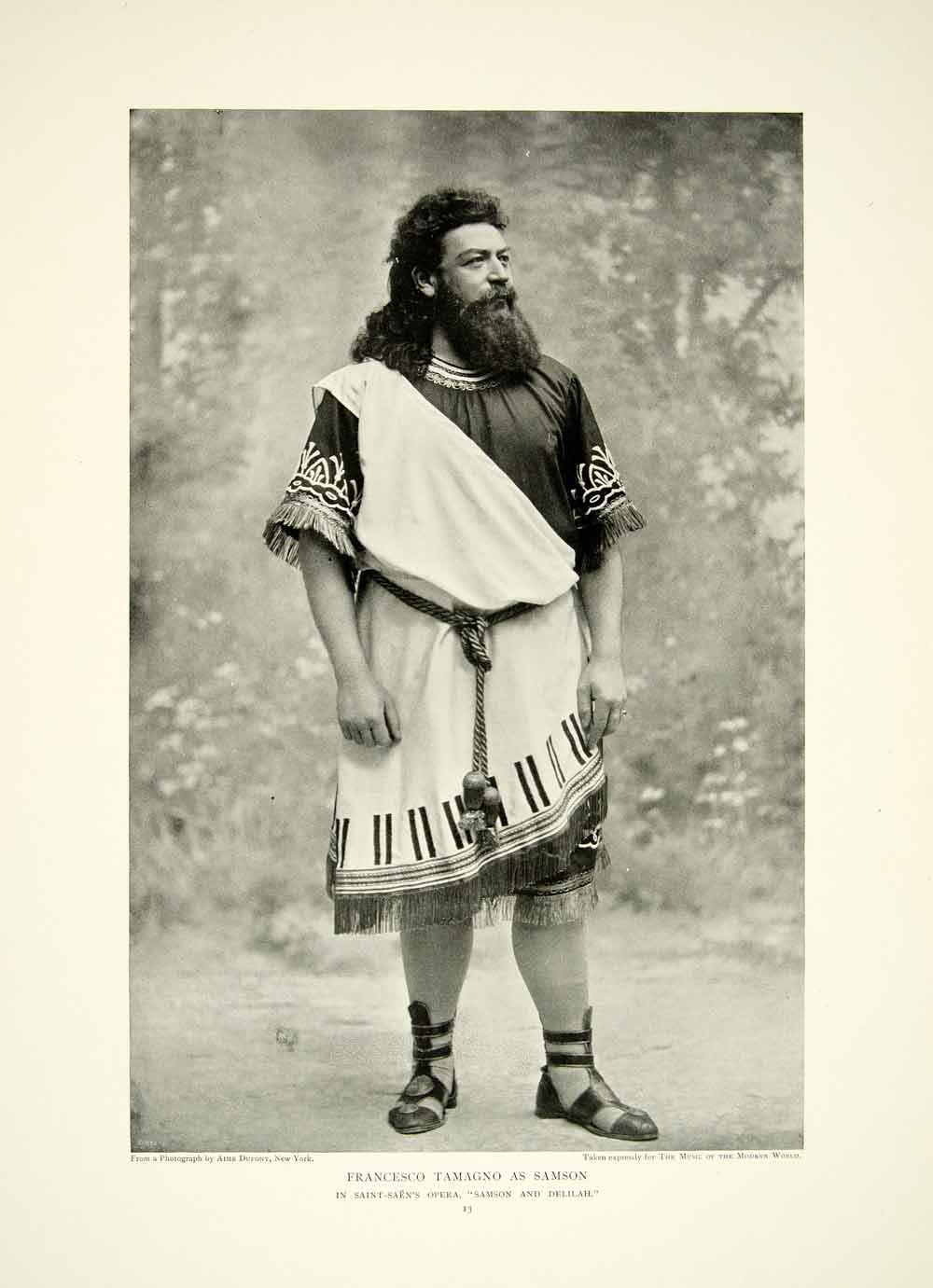 1895 Print Francesco Tamagno Saint-Saen's Samson Delilah Opera Costume Tenor