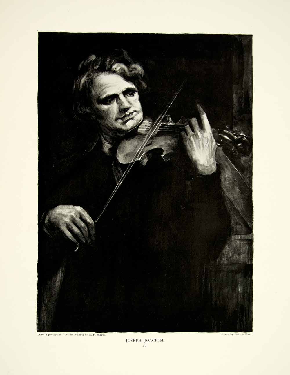 1895 Print Watts Portrait Joseph Joachim Hungarian Violinist Conductor Music Art