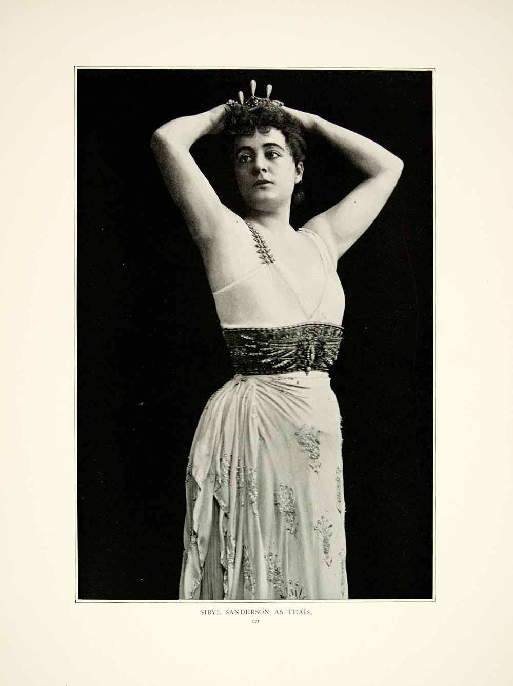 1895 Print Sibyle Sanderson Portrait American Opera Soprano Singer Thais Costume
