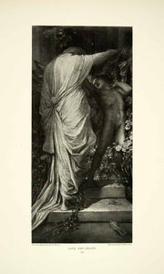 1895 Print George Frederic Watts Art Love & Death Nude Figure Allegory Painting - Period Paper
