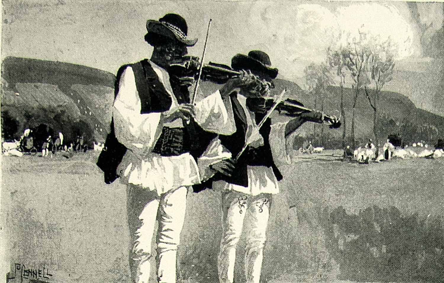1895 Print Pennell Hungarian Gipsies Gypsies Violin Bow Music Song Costume Art