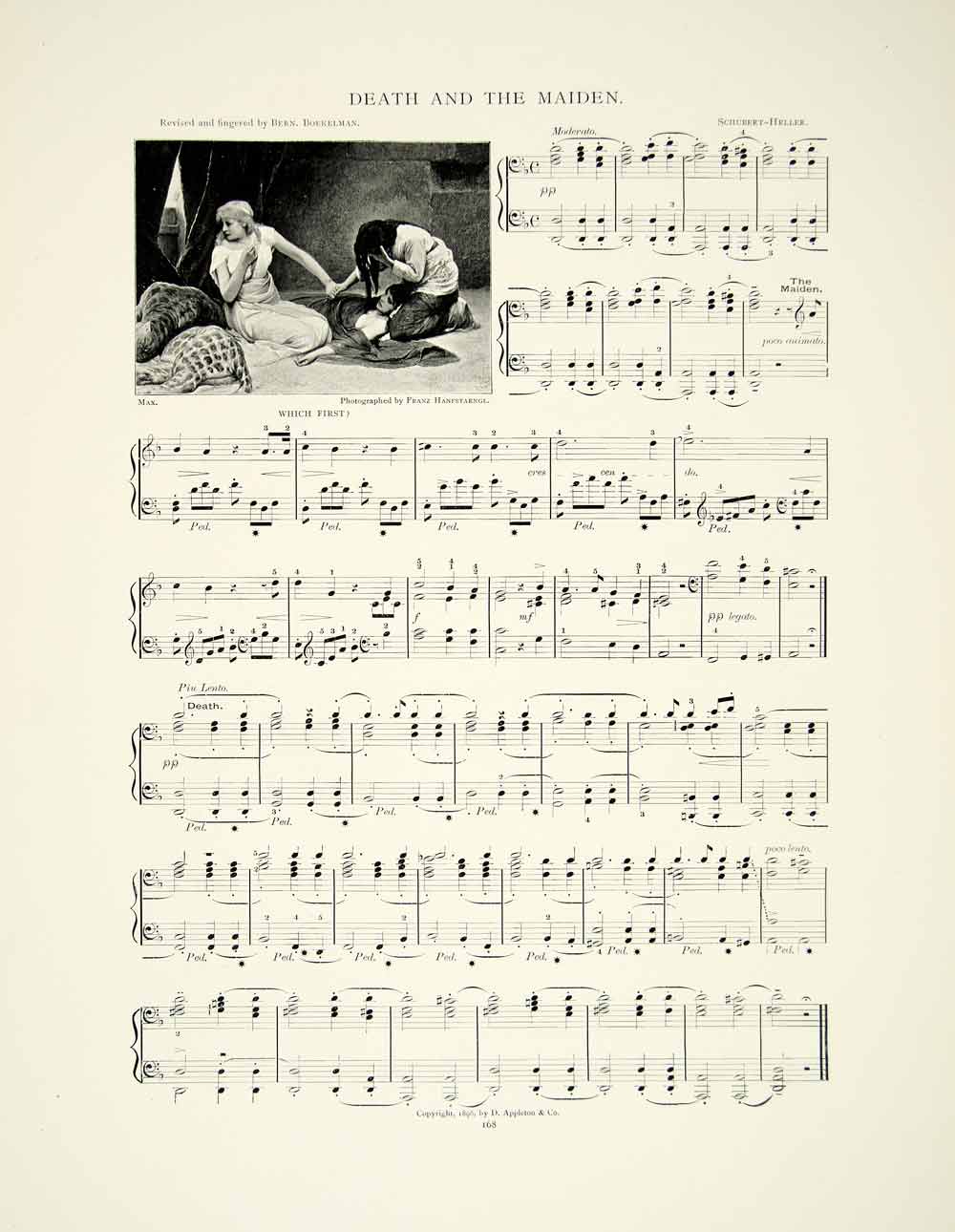 1895 Print Sheet Music Death And The Maiden Franz Schubert Stephen Heller Song