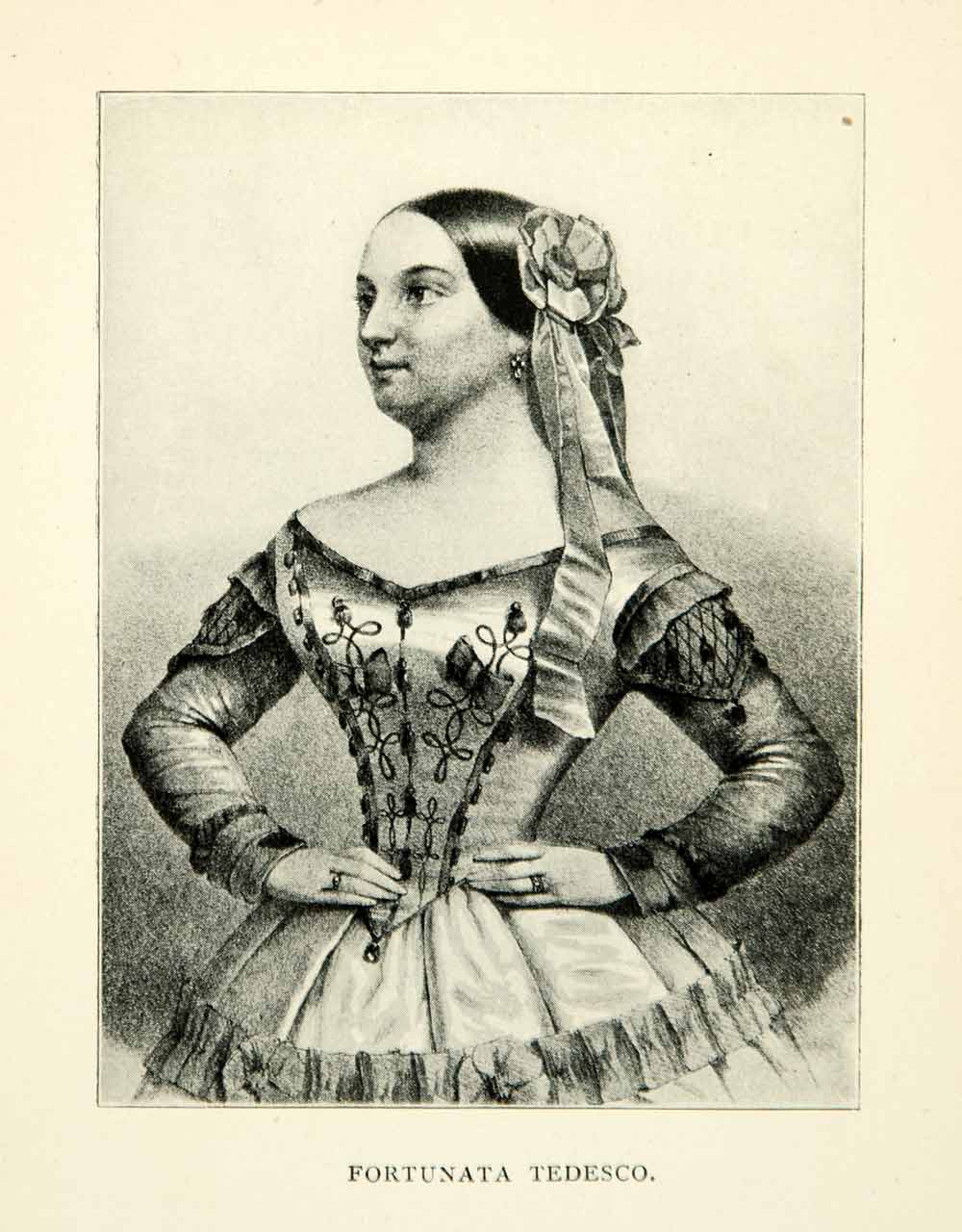 1902 Print Fortunata Tedesco Opera Singer Portrait Victorian Era Music XMA2