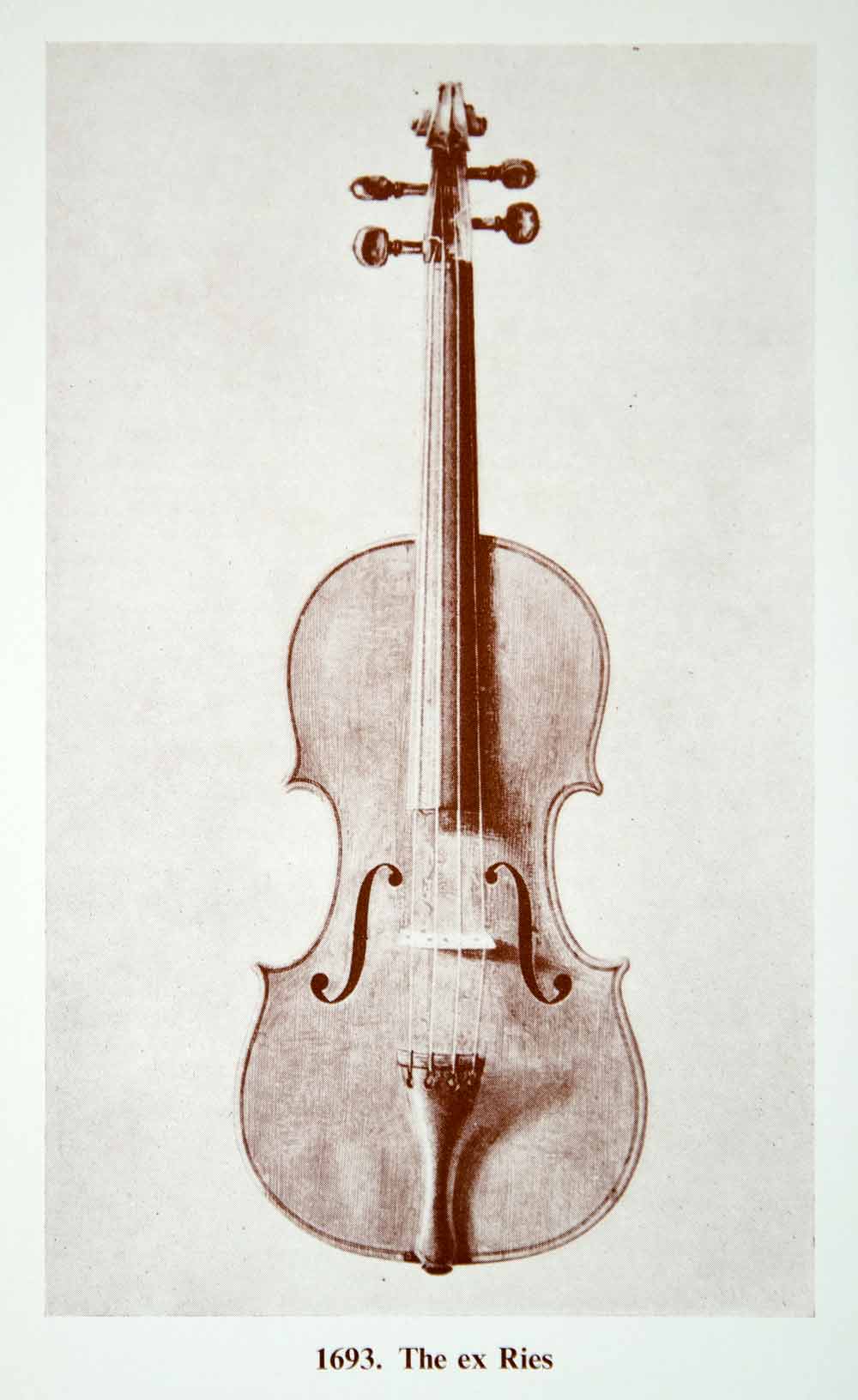 1961 Print Antonio Stradivari Ex Ries Violin Musical String Instrument XMA4