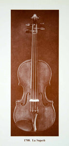 1961 Prints Antonio Stradivari La Superb Violin Music Instrument Golden XMA4