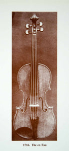 1961 Prints Antonio Stradivari Ex Fau Violin Musical Instrument Golden XMA4