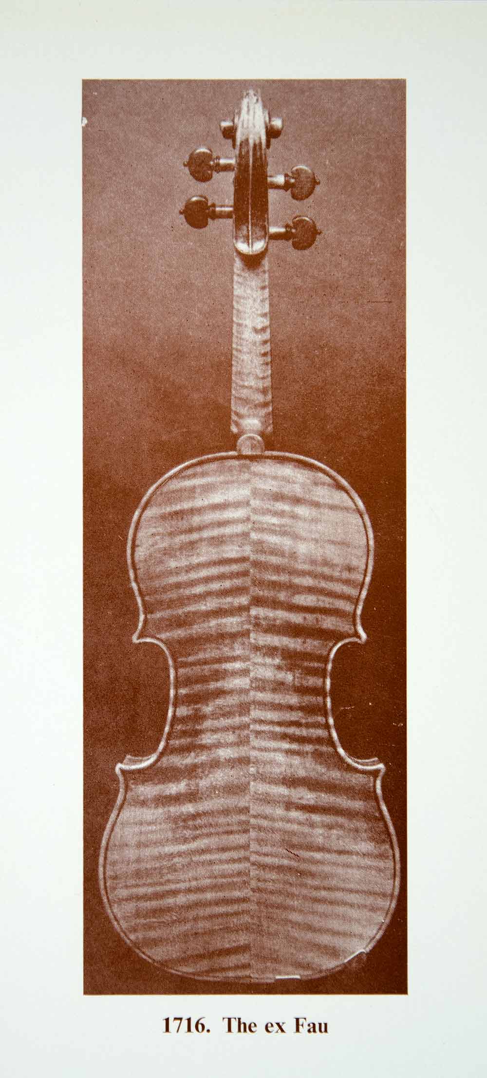 1961 Prints Antonio Stradivari Ex Fau Violin Musical Instrument Golden XMA4