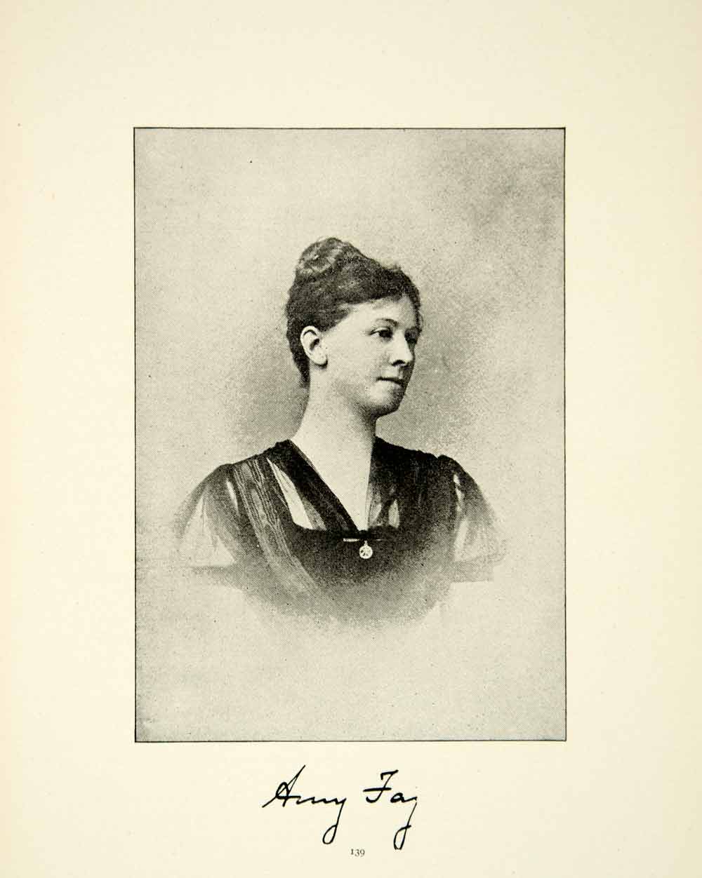 1900 Print Amy Fay Portrait American Pianist Musician Composer Victorian XMA5
