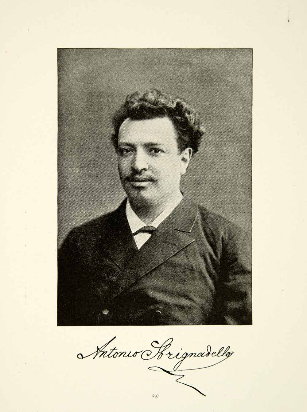 1900 Print Anton Sbrignadello Portrait Violinist Brooklyn College Music New XMA5