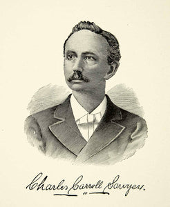 1900 Wood Engraving Charles Carroll Sawyer Portrait Music Composer Lyricist XMA5