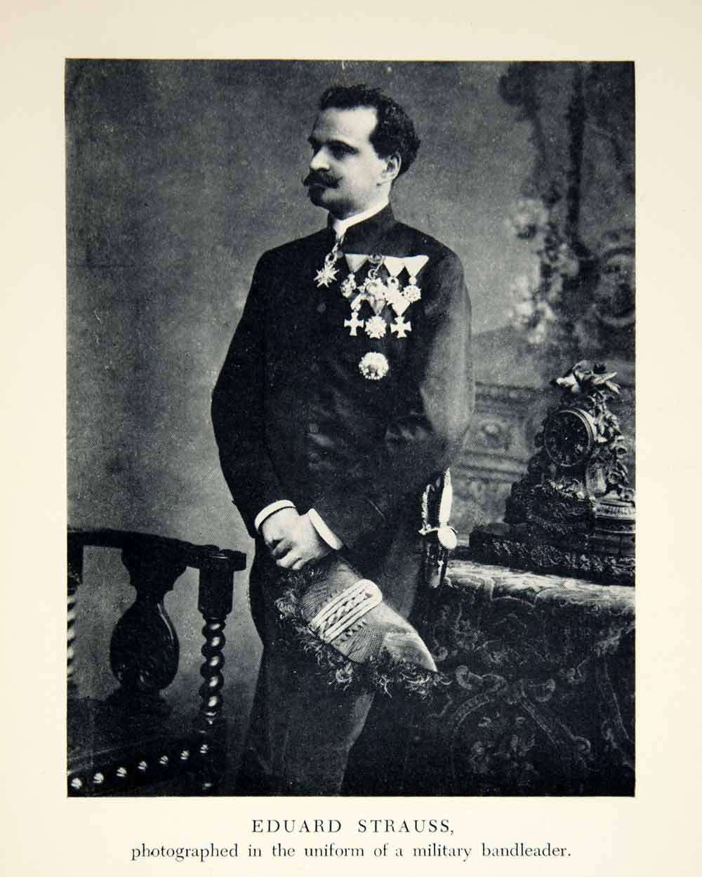 1951 Print Eduard Strauss Composer Austrian Bandleader Medal Portrait XMA9