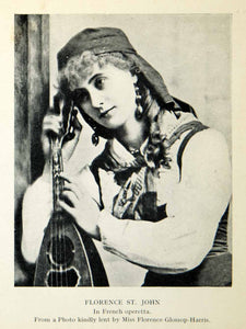 1927 Print Portrait Florence Saint John French Operetta Music Instrument XMB3