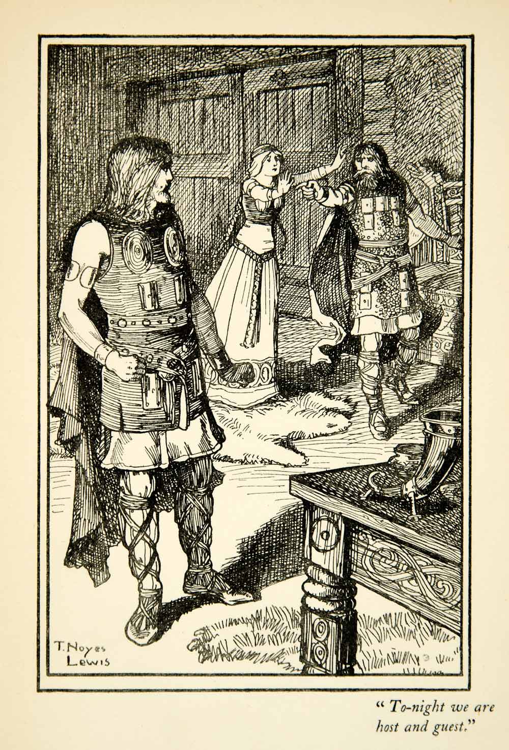 1905 Print Sieglinde Wehwalt Hunding Wagner Nibelungen Norse Thomas Noyes XMC3